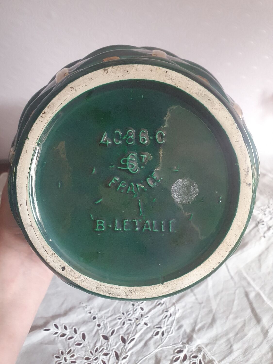 St Clément earthenware pot cover workshop B.letalle numbered