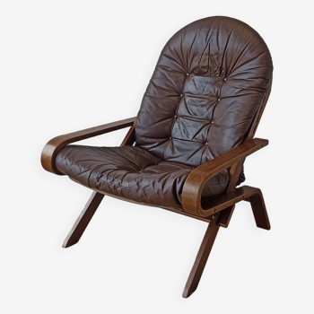 Fauteuil en cuir Hunter, Norvège, années 1960.