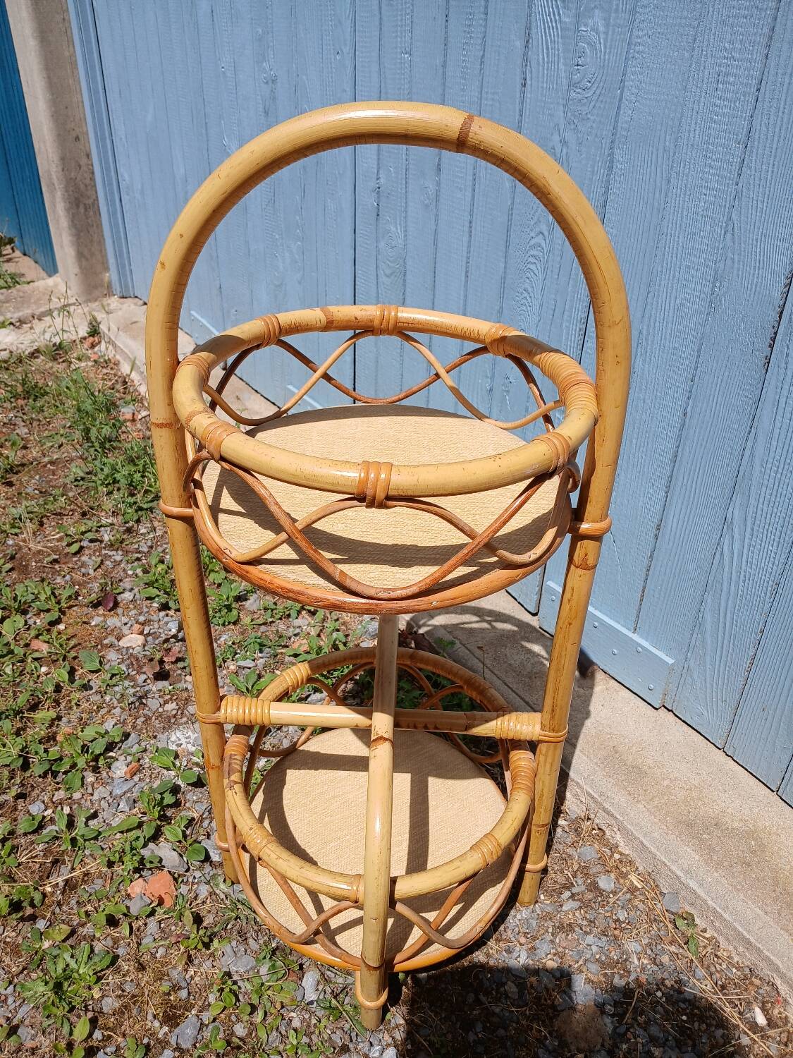 Vintage rattan bottle holder/server
