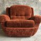 Space-age armchair shell smooth velvet brown - vintage 1970