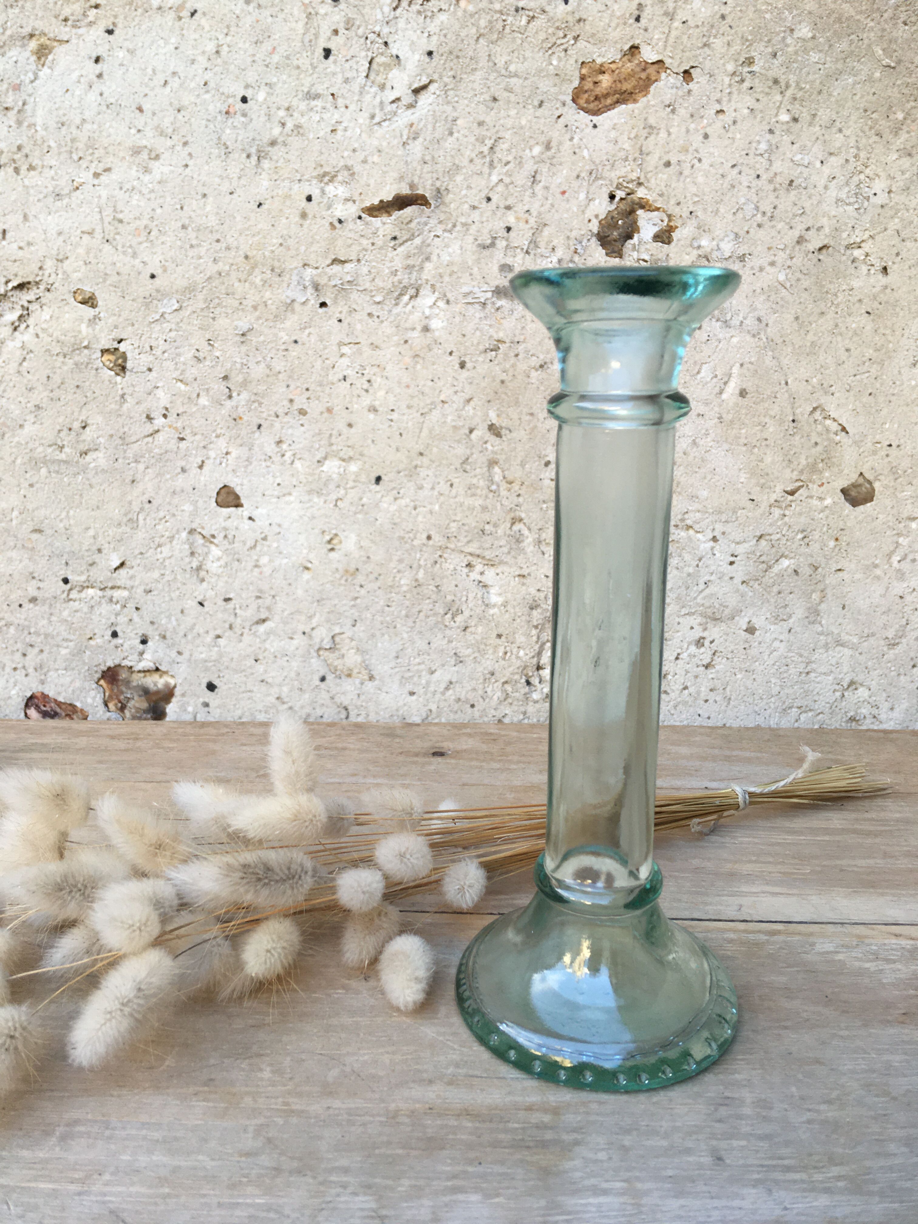 Green water candle holder
