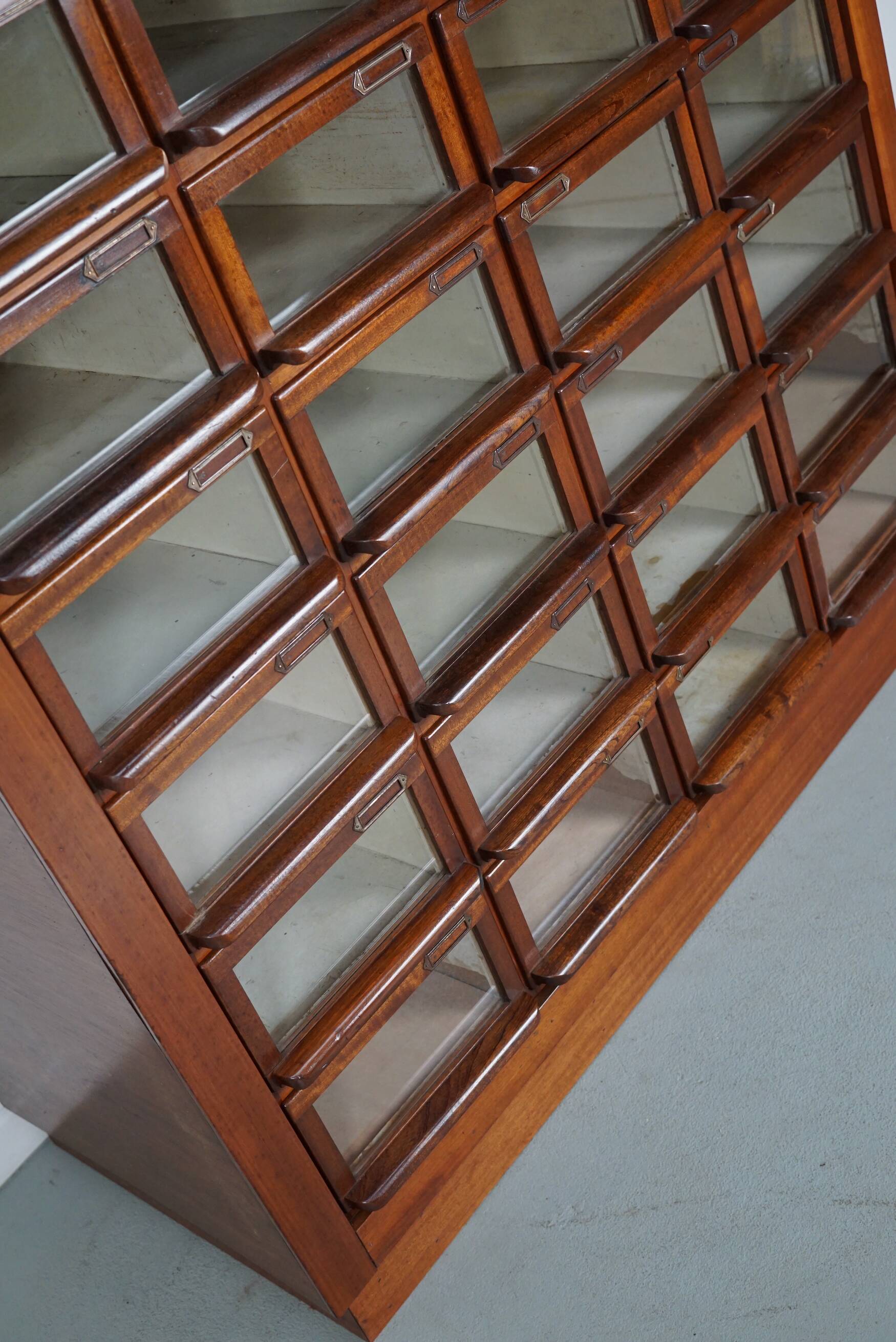 Vintage Dutch Hardwood Haberdashery Shop Cabinet, 1930s