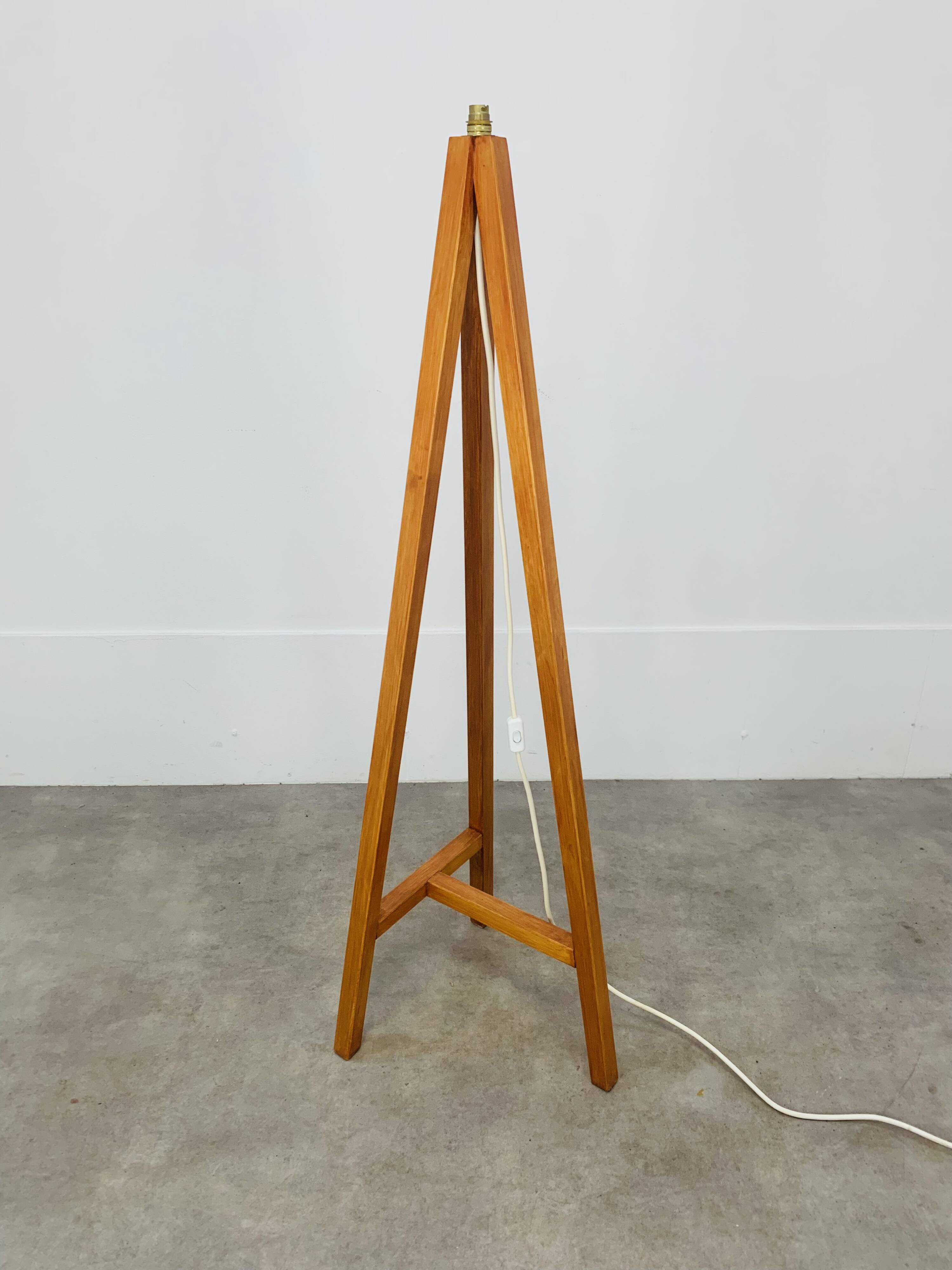 Lampadaire tripode bois, années 80