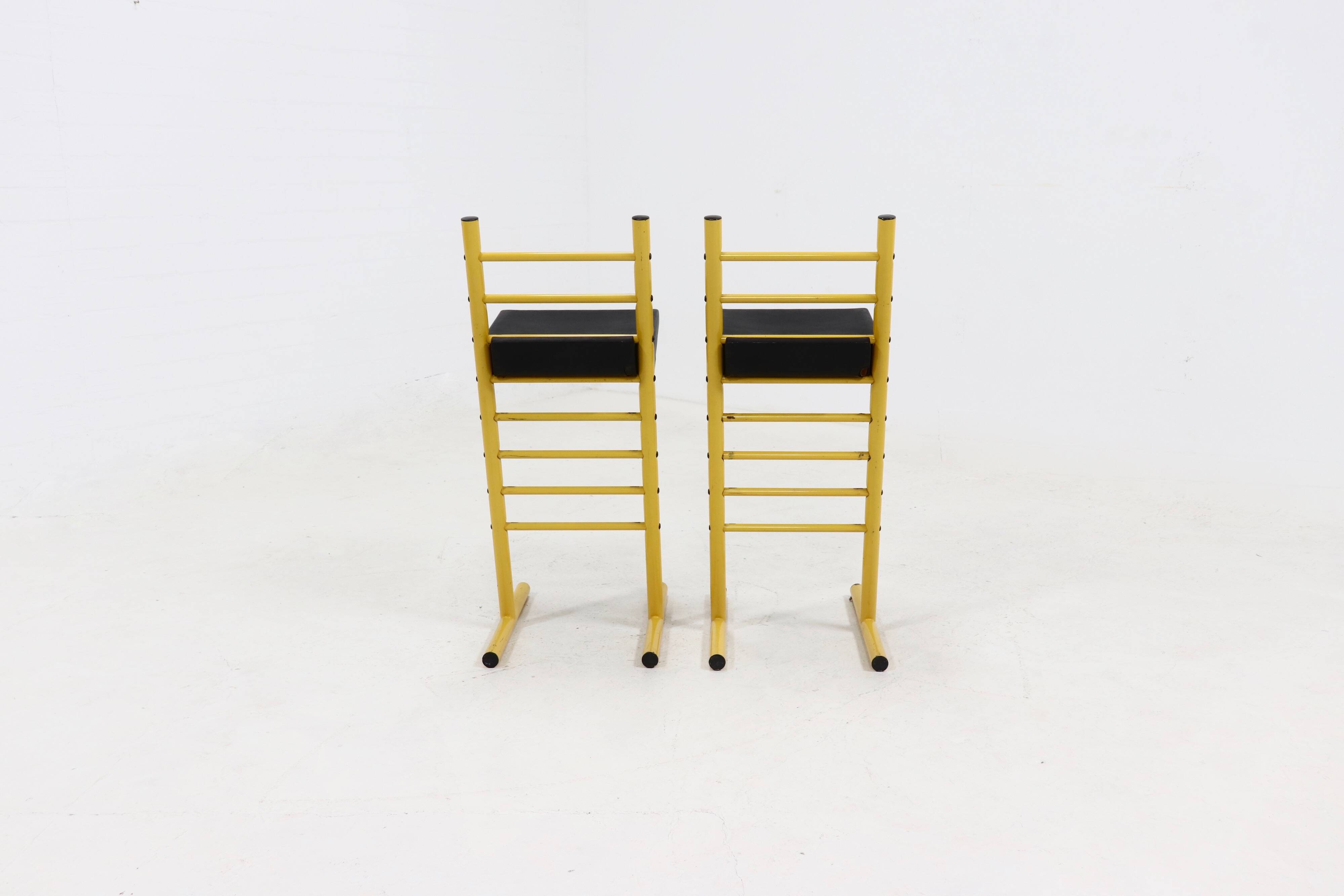 Set of 2 Italian Height Adjustable Chairs or Barstools 1980s