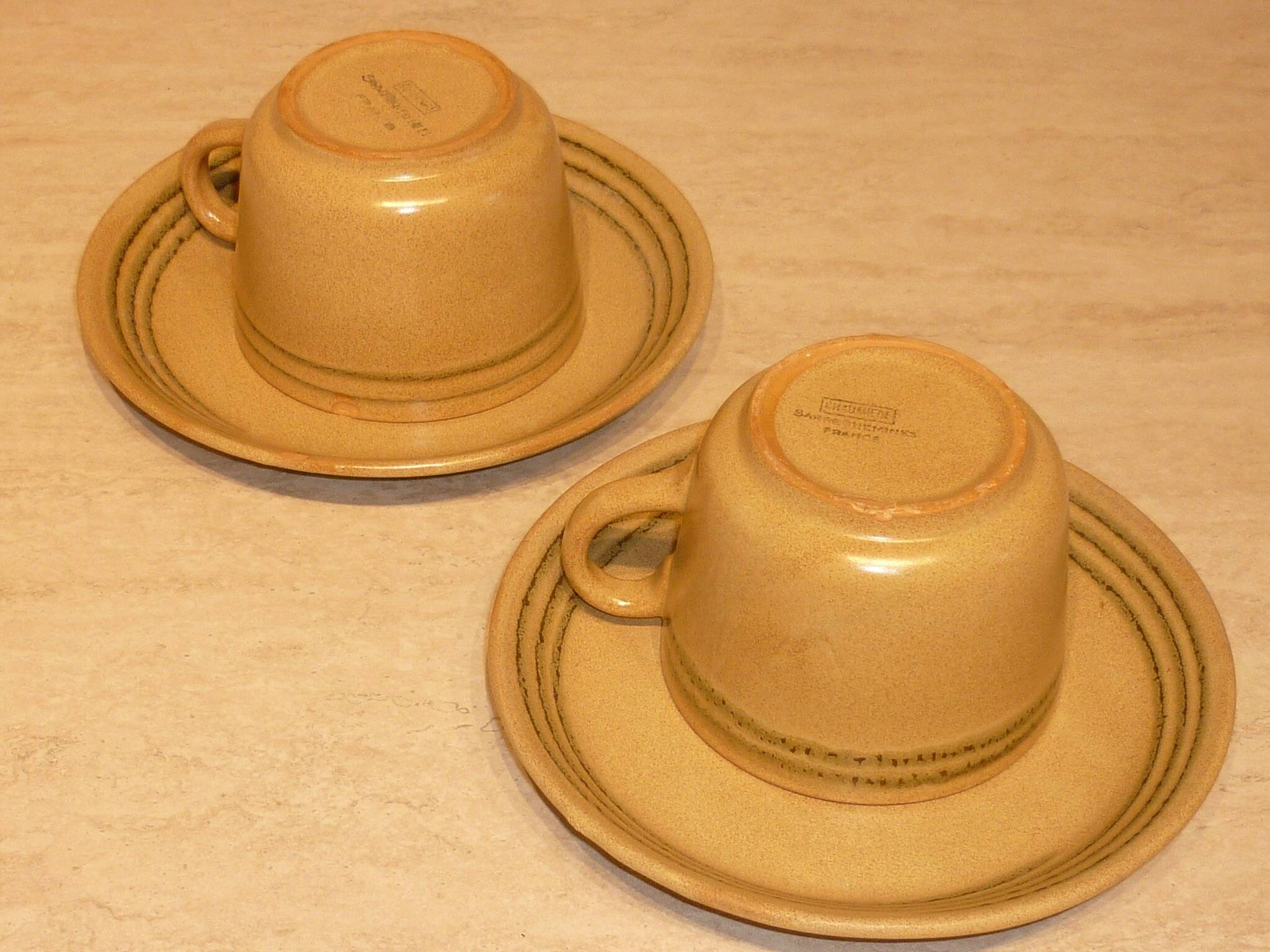 Pair of Sarreguemines cups and saucers