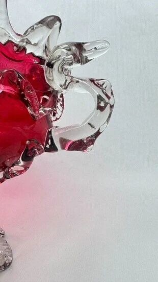 Raspberry red glass jardinière, taste of Auguste Jean or Legras.