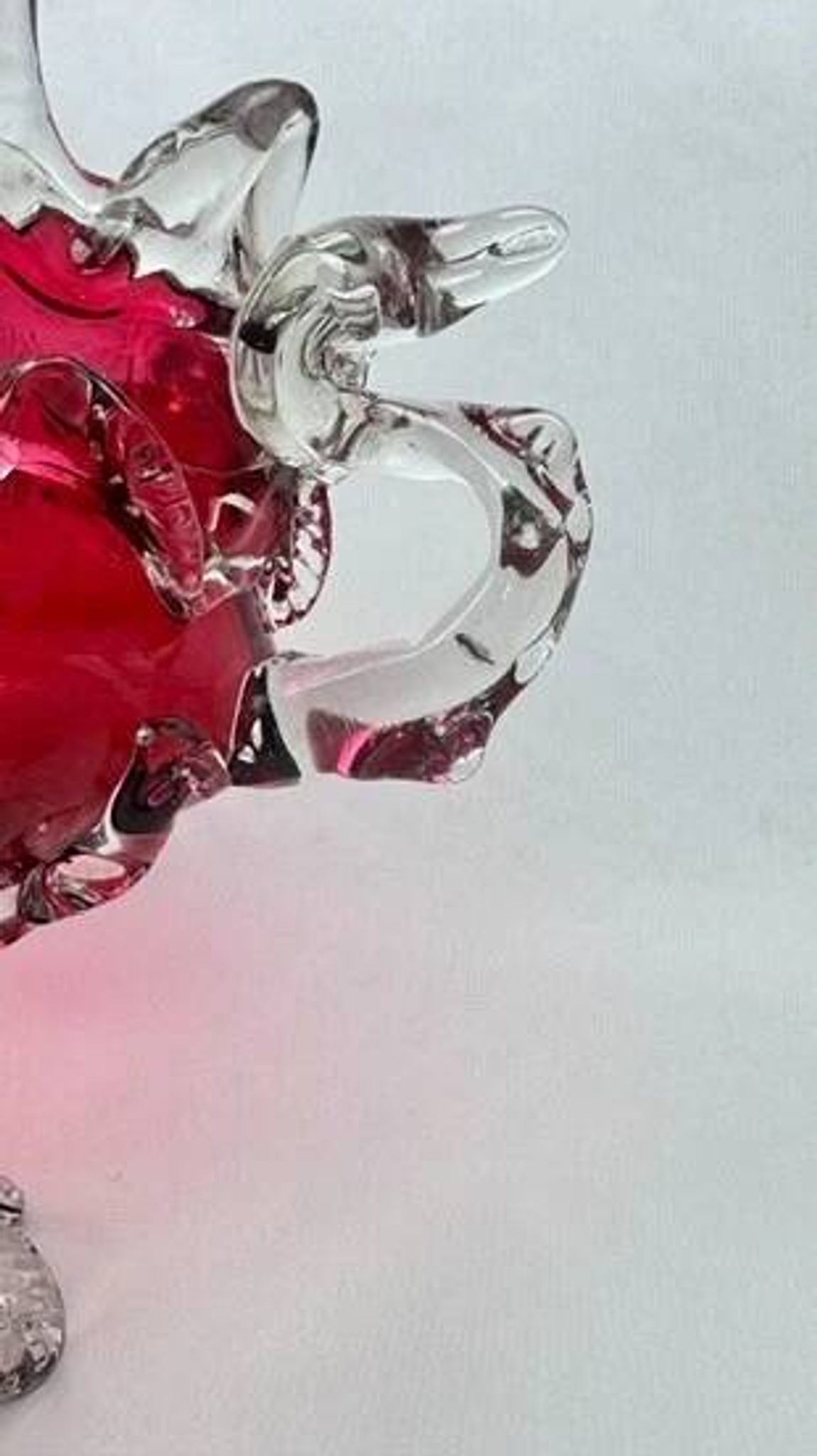 Raspberry red glass jardinière, taste of Auguste Jean or Legras.