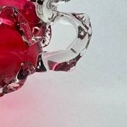 Raspberry red glass jardinière, taste of Auguste Jean or Legras.