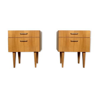 Pair of nightstands feet spindles bedside end of vintage sofa old 1950 1960 retro