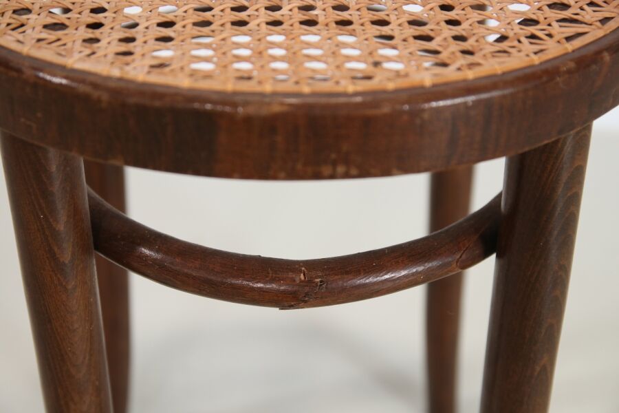 Vintage stool with rattan seat