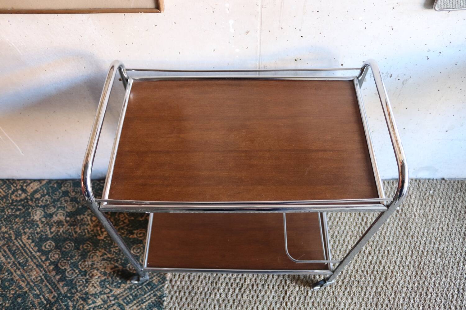 Vintage trolley Wood and chrome 70's