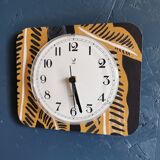 Silent rectangular vintage wall pendulum clock "Jaz ochre gray"