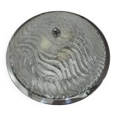 Plafonnier en verre glacé Fischer Leuchten, chrome, années 1970