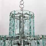 Lustre italien en verre taillé par Zero Quattro années 1970