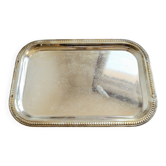 Plateau de service rectangulaire vintage métal argenté – Décor gravé