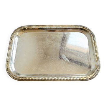 Vintage silver-plated rectangular serving tray – Engraved decoration