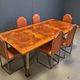 Vintage burl wood and brass dining table by Belgochrom, 1970s