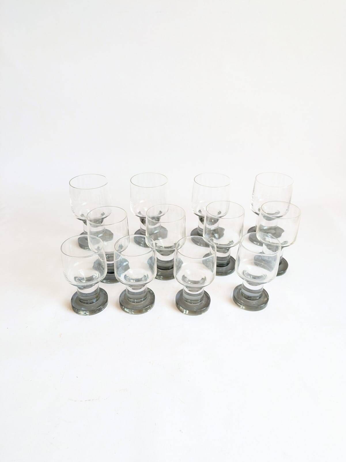 Space age Crystal drinking glasses in three sizes by Bayel, France 1970s