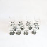 Space age Crystal drinking glasses in three sizes by Bayel, France 1970s