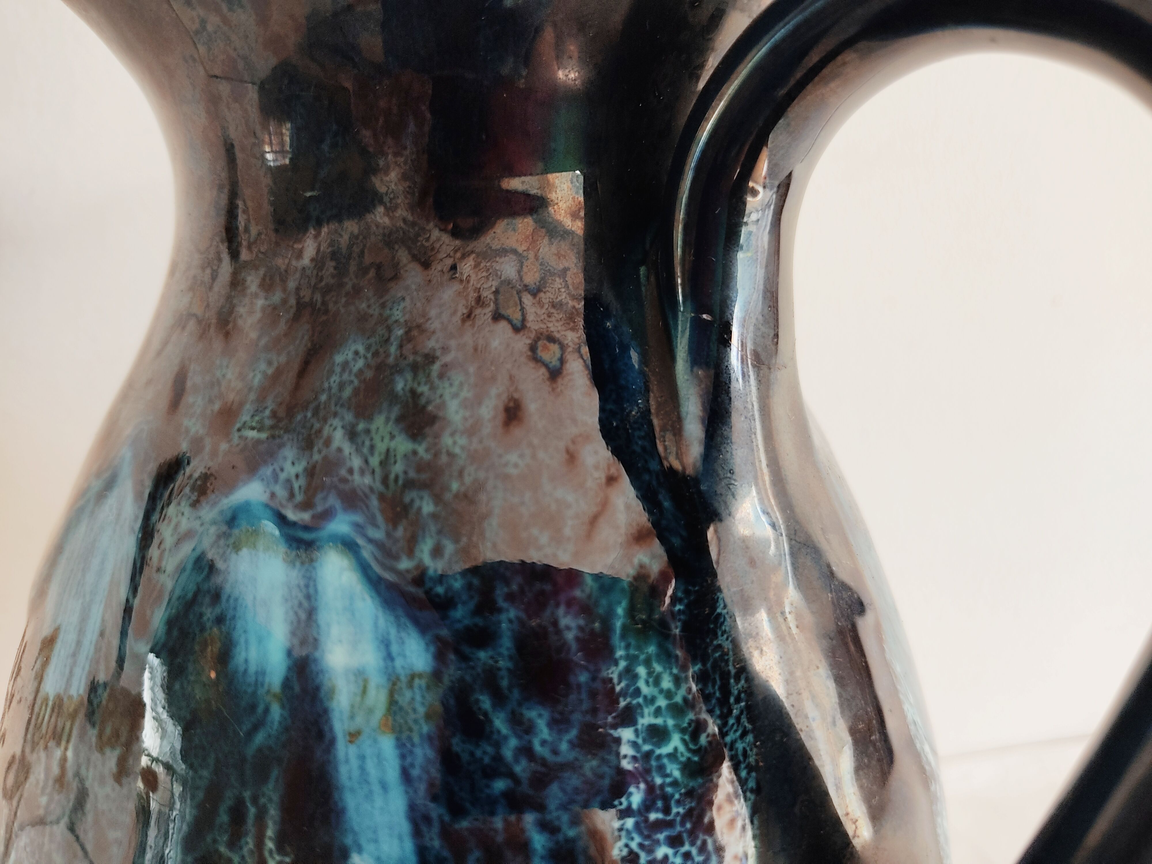 Blue ceramic vintage pitcher