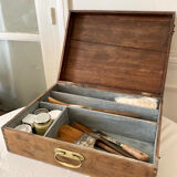 Wooden storage chest old vintage tool box