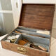 Wooden storage chest old vintage tool box