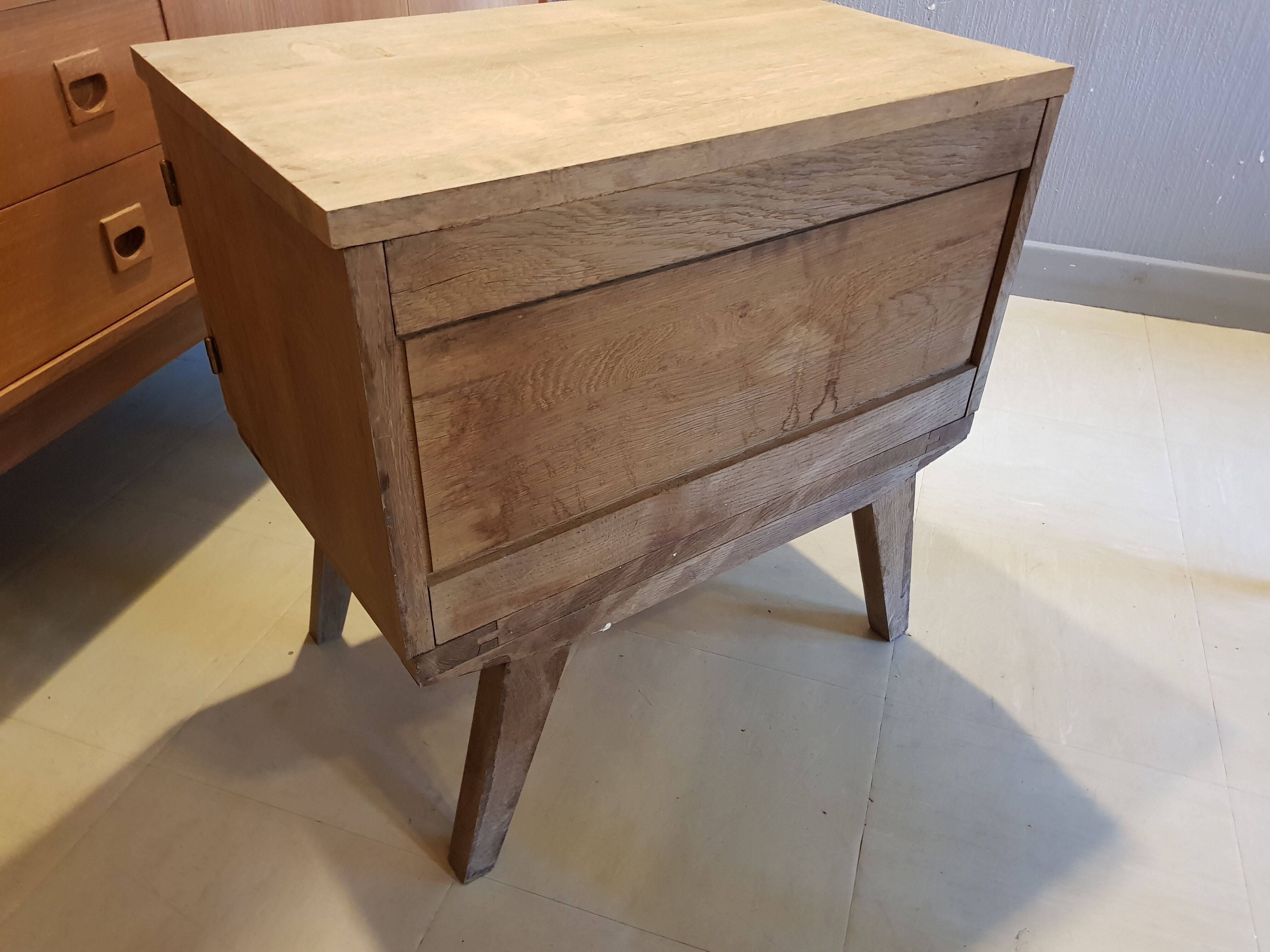 Vintage bedside furniture Scandinavian feet compass