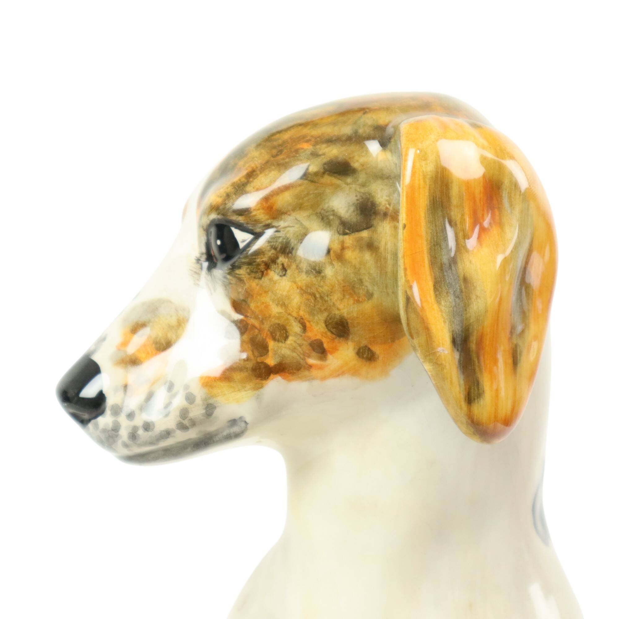 Statue de Chien Vintage Sculpture Craquelé Céramique Italie 31cm