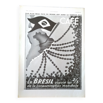 une publicité papier  d'époque  café le Brésil  issue revue année 1936