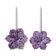 Pair of flower candle holders made of glass, handcrafted in Italy.