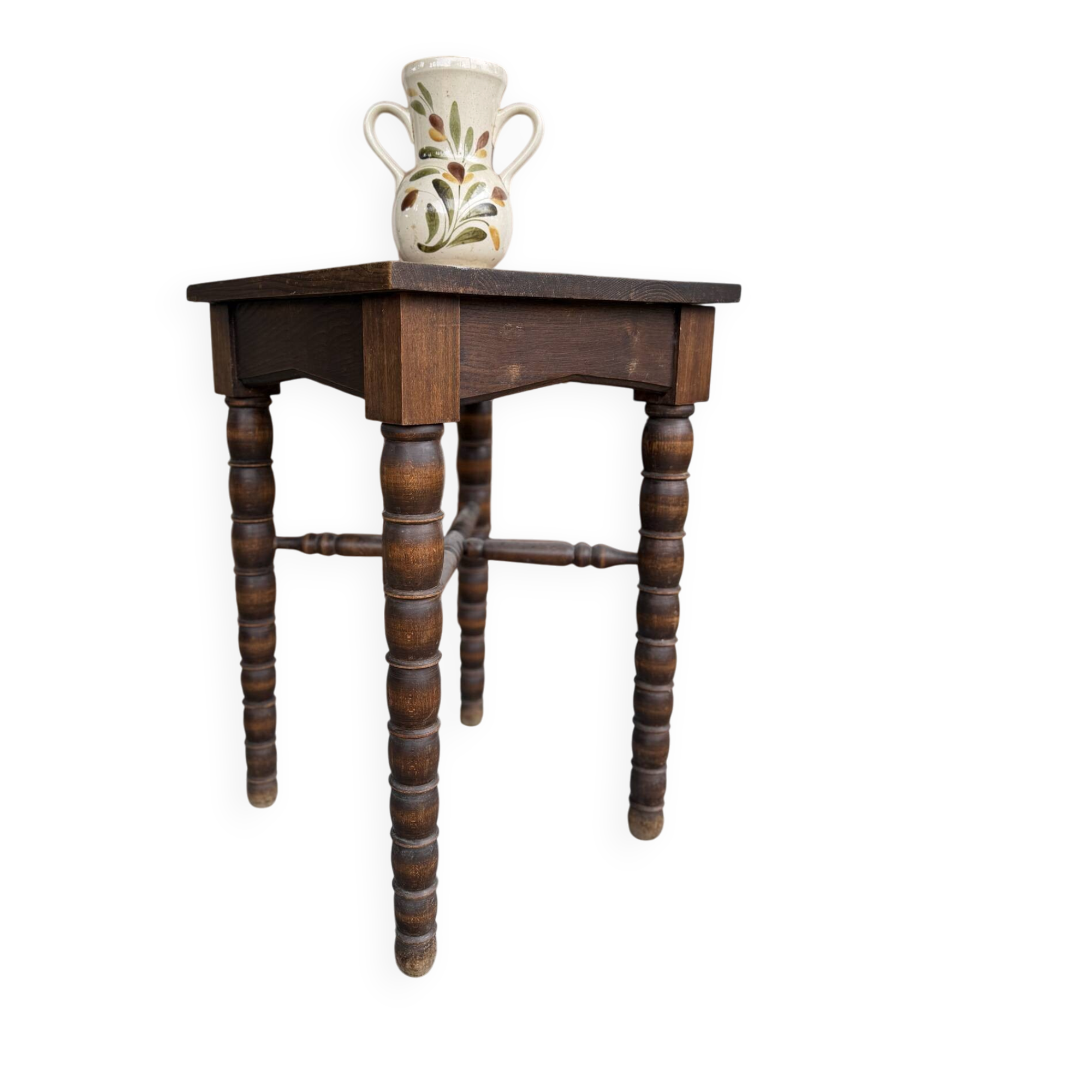 Small antique side table - turned legs - Louis XII inspiration