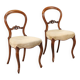Antique walnut chairs with upholstered seats, Italy, mid-19th century.