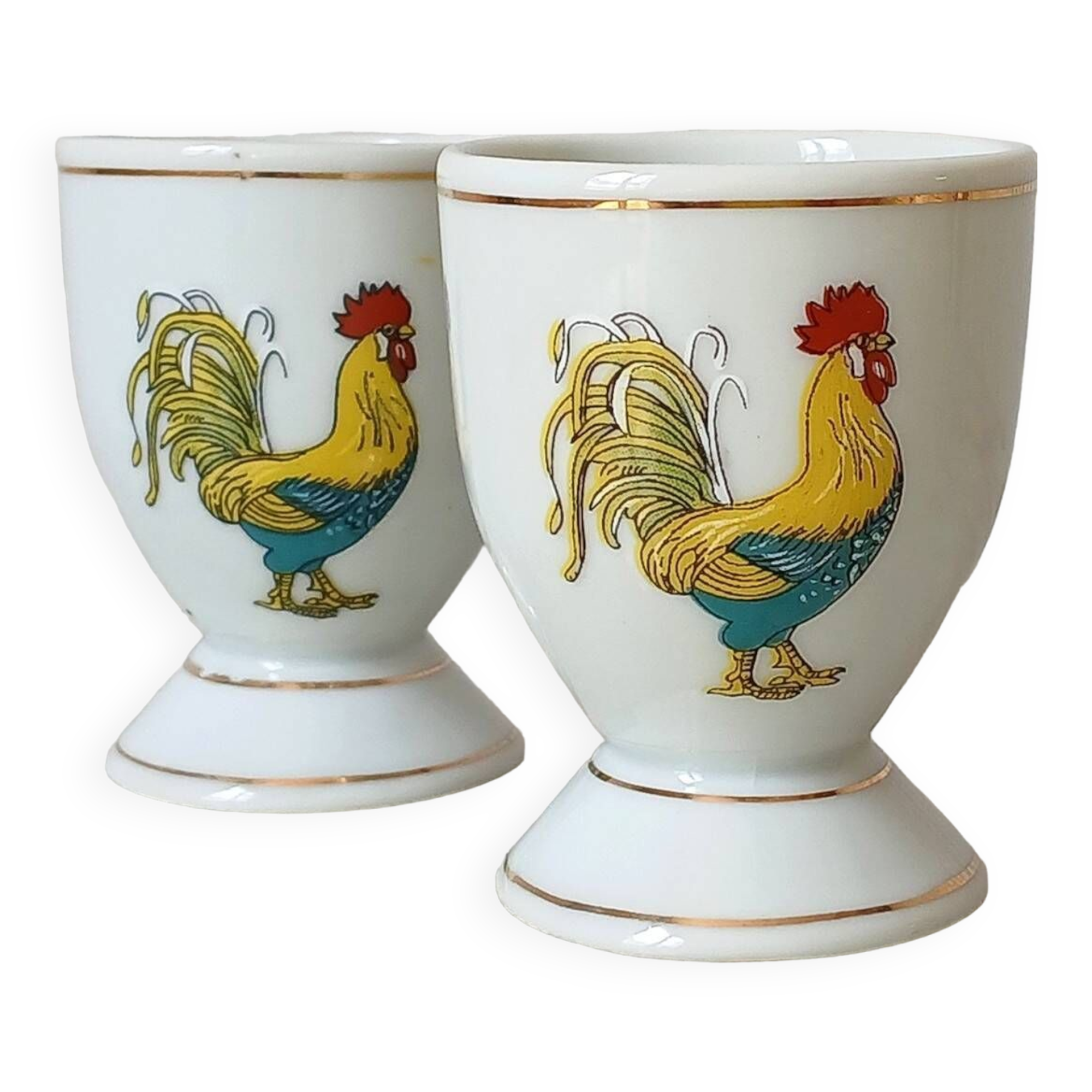 Set of 2 porcelain “rooster cups”