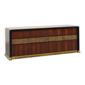 Sculptural wood and Brutalist Brass Credenza by Luciano Frigerio, Italy 197
