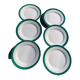 6 flat antique earthenware plates with dark green edging Digoin sarreguemines old france