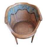 Louis XVI style office armchair in walnut and canning