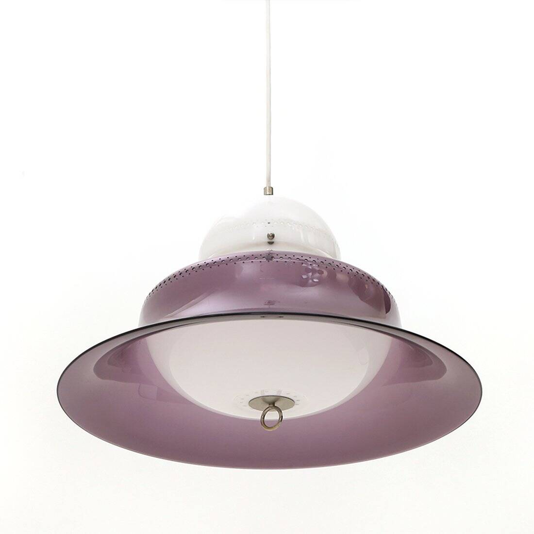 White and purple KD14 suspension by Sergio Asti for Kartell, 1970s.