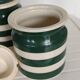 Paire de pots collector anglais Cornishware rayures vertes années 60