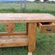 Old solid wood carpenter's workbench