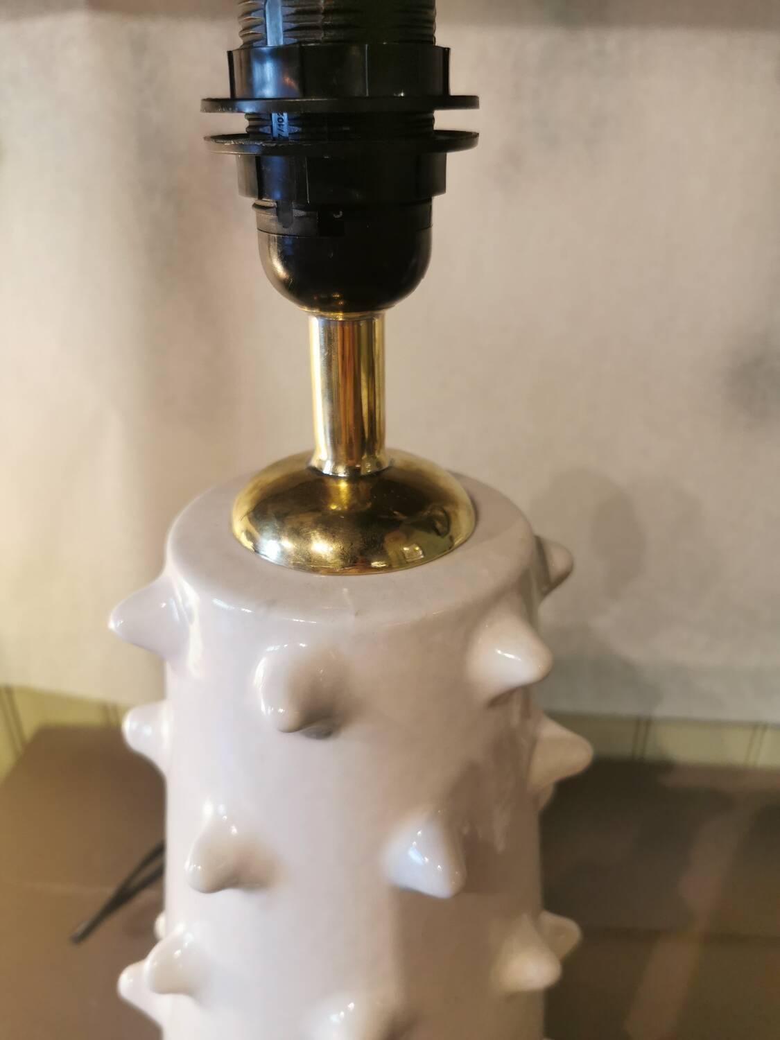 Moroccan white ceramic spiked lamp base