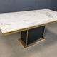 Vintage white marble and brass dining table, 1970s