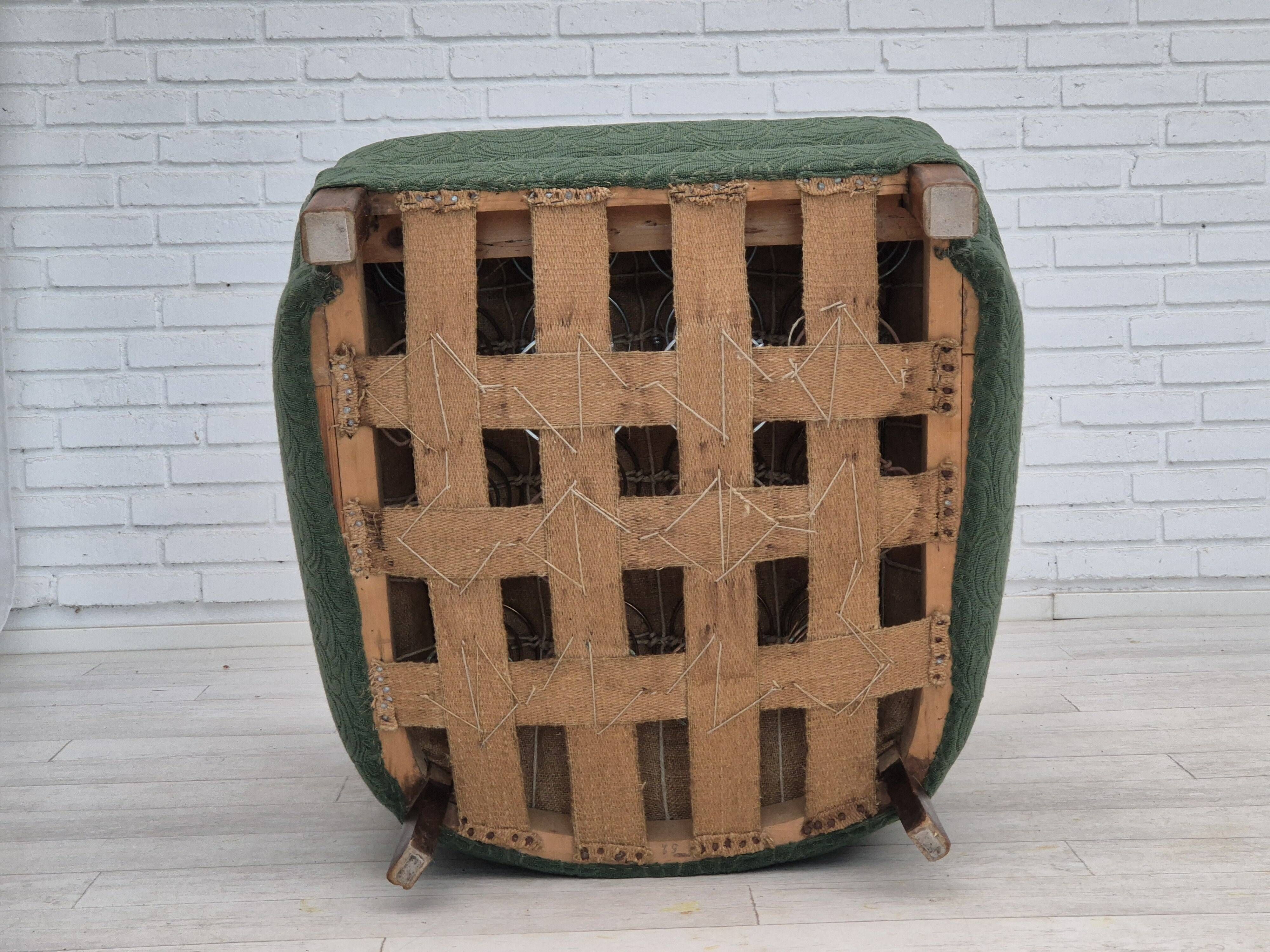 1960s, Danish armchair, original condition, furniture fabric, beech wood legs.