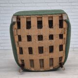 Fauteuil danois des années 1960, état d'origine, tissu d'ameublement, pieds en bois de hêtre.