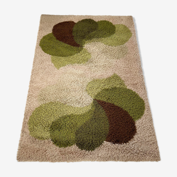 Multi-color high pile rya rug by desso netherlands, 1970s