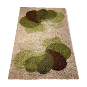 Multi-color high pile rya rug by desso netherlands, 1970s