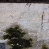 Antique landscape painting / framed oil painting of countryside landscape.