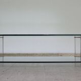 Glass and brass coffee table, Hollywood Regency style, 70's.