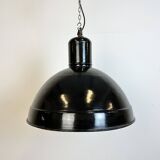 Industrial black enamel factory pendant lamp, 1950s