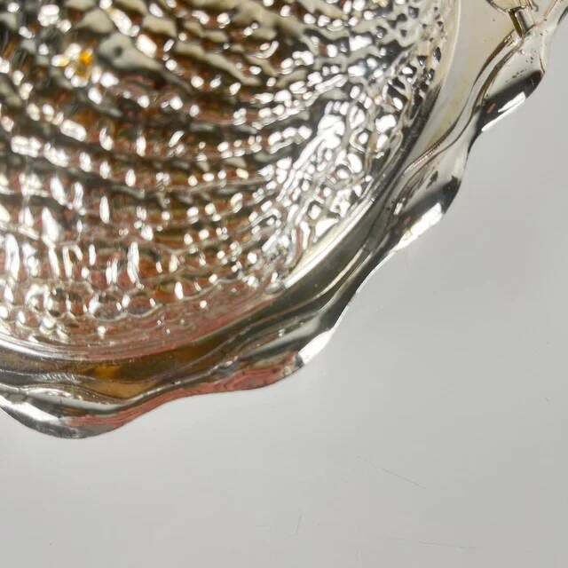 Vintage metal butter dish "Oyster" with glass insert, 1970.
