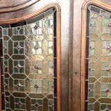 Haut de buffet avec portes en vitrail ancien